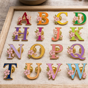 Custom metal alphabet enamel pins in cute <b>letter</b> badges style - Product Image 6