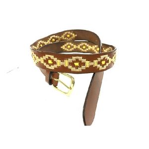 Ceinture de polo d'équitation unisexe en cuir de vache avec acier pour boucle de style formel - Product Image 1
