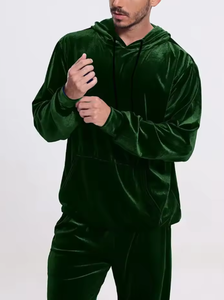 Conjunto Deportivo de Terciopelo Azul Rey para Hombre, con Capucha, Manga Larga, Color Sólido, Estilo Casual, Corte Regular, Cómodo para Uso Diario en Invierno - Product Image 4