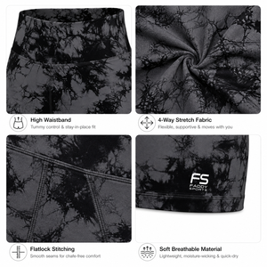 Shorts de sport taille haute tie-dye pour femme, anti-transparence, extensibles, pour gym et yoga, avec logo personnalisé, vente en gros, OEM, shorts de yoga personnalisés - Product Image 4