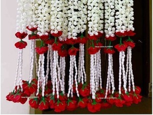 พวงมาลัยดอกมะลิสีขาวประดิษฐ์สำหรับตกแต่งงานแต่งงาน พวงมาลัยดอกมะลิและดอกกุหลาบสำหรับงานปาร์ตี้ ตกแต่งมณฑป ตกแต่งบ้านในเทศกาล Diwali - Product Image 6