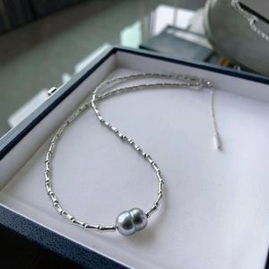 Collier en perles fait main 45 cm, style Ins, avec chaîne de queue réglable en or 18 carats, perles circulaires fortes et légères de 3-4 mm et 6,5-7 mm, fabrication artisanale pure - Product Image 2