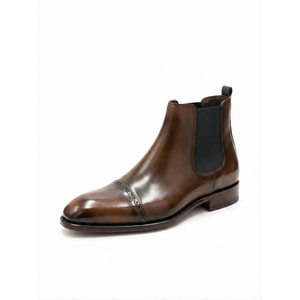 Bottes Chelsea en cuir véritable à bout pointu avec boucle, faites à la main, pour le bureau et les occasions formelles, couleur unie, couleur personnalisable pour l'automne - Product Image 1