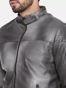 Men's <b>Smart</b> Casual Breathable Waterproof PU Leather High Street <b>Jacket</b> Black Embroidered Collar Zipper for Autumn OEM Service - Product Image 6