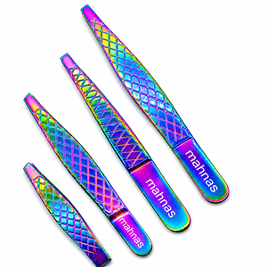 Pinzas para cejas con punta puntiaguda Mahnas, juego de herramientas de aseo de precisión duraderas y de moda de acero inoxidable y pinzas multicolor - Product Image 3