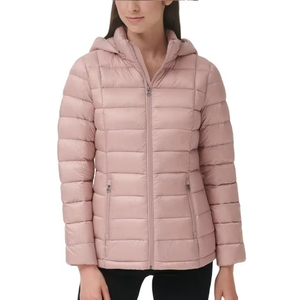 Women Packable Hooded Puffer Jacket Lightweight Quilted Down Jacket Slim Fit <b>Travel</b> Puffer <b>Coat</b> OEM Custom Pink - Product Image 2