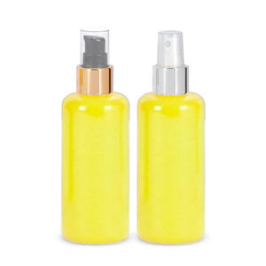 Envase Cosmético Personalizado con Serigrafía para Crema Corporal o Loción, Botella de Plástico PET Amarilla de 120 ml (4 oz) con Tapa de Rosca para Aceite Capilar o Limpiador - Product Image 2