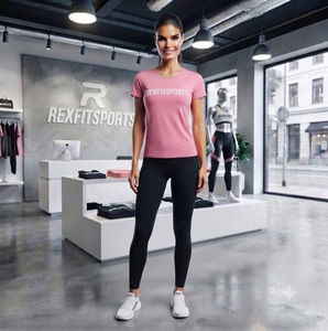 REXFITSPORTS 2026 Camiseta Deportiva Rosa Personalizada para Mujer, Corte Ajustado, Manga Corta, Top de Entrenamiento, Fabricante de Ropa Deportiva de Marca Privada - Product Image 5