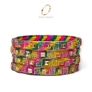 Wholesale Radiant Multicolour Kashmiri Glass Bangles Trendy Zirconia Gold Plated <b>Crystal</b> Design for Festive Wedding Wear - Product Image 2