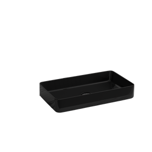 Black Rectangular Vessel Bathroom Sink Glossy Finish Modern Top Mount Basin <b>Drainer</b> Eco-Friendly Easy Clean for Villa School Use - Product Image 2