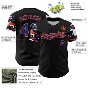 Desmoines Baseball Jersey Men Black Camouflage Sleeve Moisture Wicking Athletic Fit <b>Short</b> Sleeve Button Front - Product Image 1