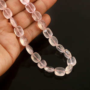 Perles de quartz rose naturel lisses 8x10mm à 10x10mm, perles de pierres précieuses en quartz rose, brin de 16 pouces, pour la fabrication de bijoux, lot en gros - Product Image 2