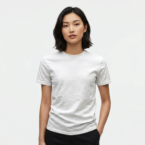 <b>Men's</b> <b>White</b> Cotton O-Neck Short Sleeve T-<b>Shirt</b> Regular Fit Casual Solid Color Jersey Knitted Plain Dyed Blank Design - Product Image 6