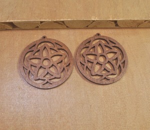 Ornements floraux en bois découpés, cercle décoratif suspendu, fournitures d'artisanat - Product Image 2