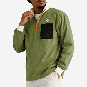 Trendy <b>Men's</b> Lightweight Half-Zip <b>Jacket</b> with Chest Pocket Olive Quarter-Zip Utility Pullover lightweight <b>jacket</b> for <b>men</b> <b>Summer</b> - Product Image 5