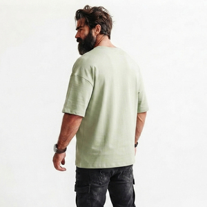 Camiseta Personalizada con Cuello en V y Estampado Frontal para Hombre, Estilo Casual, Hombros Caídos, Algodón Jersey, Estilo Urbano, Oversize, Deportiva - Product Image 5