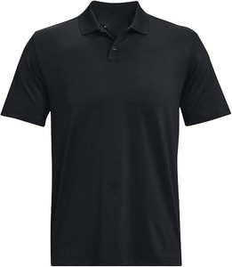 Polo en piqué noir uni à manches courtes pour homme, coupe classique, décontracté, avec boutons - Product Image 3