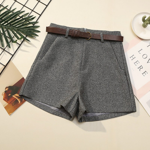 Women's High Waist Solid Color Shorts With Belt Casual Style Regular Fit Woven Fabric Anti-Wrinkle Design - Product Image 3