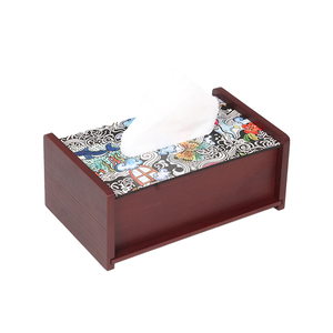 Boîte à mouchoirs personnalisée en bois émaillé imprimé pour la maison, le bureau, la voiture et les cadeaux – Distributeur de serviettes pour accessoires de table - Product Image 1