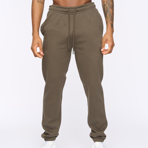 Men's Olive Green Cotton Sweatpants <b>Elastic</b> <b>Waist</b> Drawstring Casual Joggers With Side Pockets Midweight Knitted Fit - Product Image 1