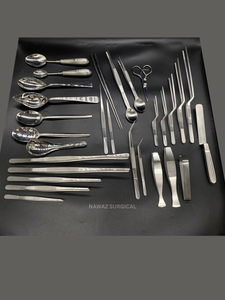 GRANDE VENTE Ensemble d'outils de présentation professionnels en acier inoxydable pour chefs |   Kit de pinces, cuillères, spatules et ciseaux de cuisine |   Ustensiles de cuisine - Product Image 5