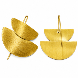Pendientes de Aro Geométricos de Latón Dorado, con Tachuelas Redondas Martilladas y Diseño de Lágrima Abierta, Joyería de Declaración al por Mayor - Product Image 3