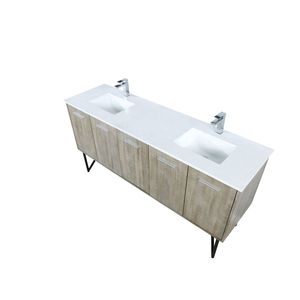 Acacia Rustica 72 Pollici Mobile bagno doppio 20 pollici Mobile da Bagno con Top in Quarzo Bianco e Set di Rubinetti Cromati - Product Image 4