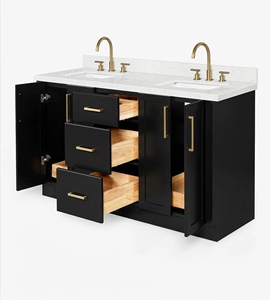 Custom Zacchaeus 60 Inch Bathroom Vanity Cabinet Double Sink Cabinet Only <b>6</b> Finish Options Factory Direct Vietnam - Product Image 5