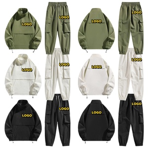 ชุดวอร์มลำลองแบบ unisex เสื้อแจ็คเก็ตมีฮู้ด กางเกงขายาวรูดเชือก สีดำล้วน ผ้าโพลีเอสเตอร์ระบายอากาศ ชุดสองชิ้น ทรงปกติสำหรับฤดูหนาว - Product Image 6