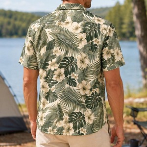 Chemises à manches courtes pour hommes, style décontracté, imprimé hawaïen, pour la plage - Product Image 5