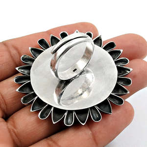 Sunflower Design Statement <b>Ring</b> With Adjustable Design Crafted From Pure 925 Solid Sterling Silver Handmade Bohemian Jewelry - Product Image 2