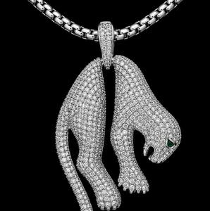 Pendentif animal panthère Hip Hop en argent sterling 925 avec diamants CVD brillants cultivés en laboratoire, bijoux fins - Product Image 2