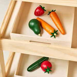 Juguete de Madera para Niños, Puesto de Mercado de Juego de Imitación, Ecológico, con Toldo, Pizarra y Estantes de Almacenamiento, Vietnam - Product Image 3