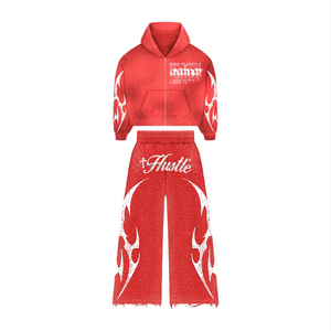 Conjunto de Chándal Personalizado con Logotipo y Pedrería para Hombre, Chándal con Estampado Puff, Felpa Gruesa de 400 g/m², Chándal Desgastado - Product Image 6