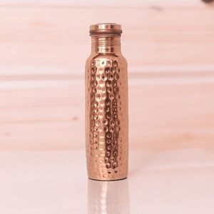 Bouteille d'eau intelligente en cuivre martelé anti-fuite 1000 ml avec couvercle pour la maison, le bureau, les voyages, le camping et les cadeaux - Product Image 1