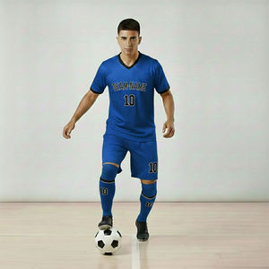 เสื้อฟุตบอลทีมพิมพ์ลายโลโก้ตามสั่งขายส่ง แบบมีแถบลาย สำหรับฤดูร้อน ระบายอากาศได้ดี แขนสั้น ชุดทีมฟุตบอล - Product Image 1