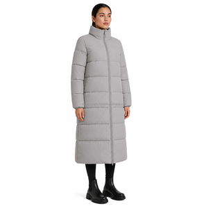 Manteau long matelassé pour femme, col montant, fermeture éclair intégrale, chaud, style décontracté, vente en gros pour fournisseurs - Product Image 3