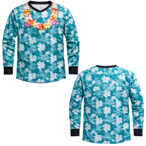 Maillot de paintball à motif floral tropical, imprimé sublimation, manches longues, maille respirante, tenue d'équipe avec poignets élastiques côtelés - Product Image 1
