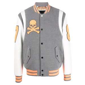 Parches Bordados OEM con Logotipo Personalizado, Chaqueta Varsity de Invierno para Hombre, Cuello Alto de Cuero, Tallas Grandes, Diseño Personalizado - Product Image 1