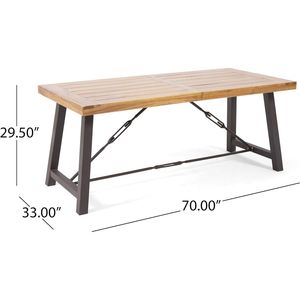 Tavolo da Pranzo con Base in Legno di Acacia e Metallo, Collezione Teak per Esterni - Product Image 6