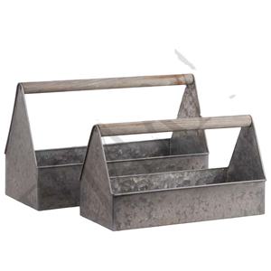 Plateau de panier de rangement galvanisé avec poignées pour servir et afficher la décoration de table Accueil Hôtel Restaurants - Product Image 1