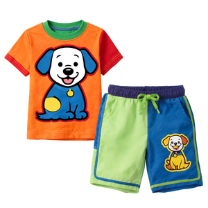 Ensemble de vêtements d'été pour enfants, haut en coton avec short, respirant, léger, vêtements décontractés, deux pièces, taille personnalisée, solutions OEM - Product Image 4
