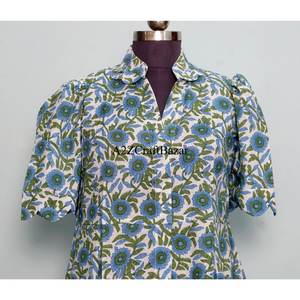 Robe faite main pour femmes et filles, chemise indienne en coton à imprimé floral, robe de nuit courte, maxi, douce, confortable, robe de mariée, vente en gros - Product Image 2