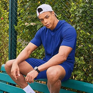 Stylish Men’s Hoodie and Shorts Matching <b>Set</b> Lightweight Breathable Summer Outfit Casual Gym Wear Street Fashion Clothing - Product Image 3