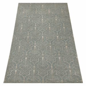 Alfombra de Lana Verde con Patrón Floral Geométrico para Sala de Estar, Dormitorio, Decoración de Interiores del Hogar - Product Image 1