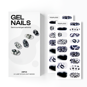Ongles en gel semi-durcis de qualité professionnelle coréenne 100% réels, autocollants pour ongles en gel, véganes, sans cruauté, non toxiques, 28 pièces - Product Image 1