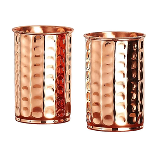 ชุดแก้วน้ำทองแดงลายโบราณ 3 ใบ แก้วโลหะทรงตรง ของขวัญสำหรับห้องครัว - Product Image 4
