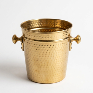 Round Metal Ice Bucket Gold Finish Rust Resistant Minimalist Design Beverage <b>Cooler</b> Barware Wine <b>Cooler</b> - Product Image 6