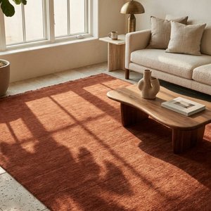 Alfombra Moderna de Lana Color Terracota, Diseño Geométrico, Hecha a Mano, Suave y Afelpada, para Decoración de Sala de Estar - Product Image 6