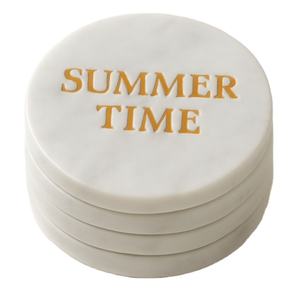 Marble Coaster with Summer <b>Time</b> Golden Lettering Perfect for Summer Themed Home Decor and <b>Gifts</b> - Product Image 1
